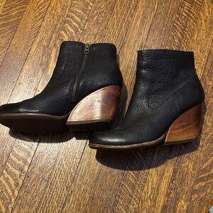 Kork-Ease Black Leather Ankle Booties